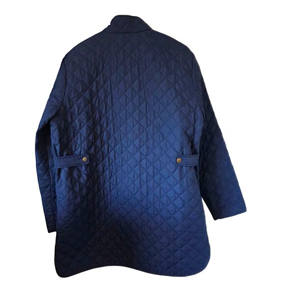 Lands End Womens Quilted Barn Chore Coat Size Large Navy Blue - Picture 2 of 6